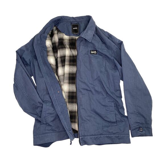 RIP CURL MEN'S 2XL BOMBER JACKET TWILL ZIP FRONT JACKET FLANEL LINING BLUE - Picture 1 of 8